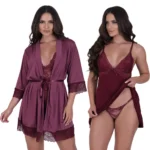 Robe com Camisola Sensual e Calcinha Luxo
