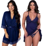 Robe com Camisola Sensual e Calcinha Luxo