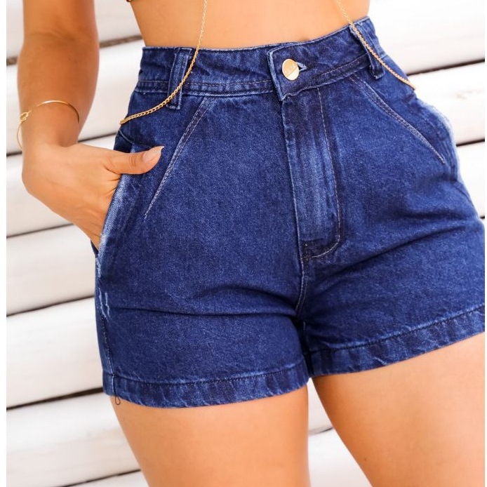 Short Jeans Feminino Cintura Alta