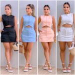 Conjunto Short Saia e Croped com Zíper