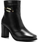 Bota Feminina Lumiss Cano Curto Salto Alto Bloco
