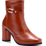 Bota Feminina Lumiss Cano Curto Salto Alto Bloco
