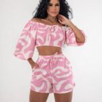 Conjunto Estampado Feminino Short e Cropped