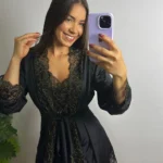 Camisola Sexy com Hobby de Renda Alça Regulável