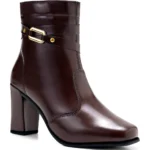 Bota Feminina Lumiss Cano Curto Salto Alto Bloco