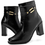 Bota Feminina Lumiss Cano Curto Salto Alto Bloco