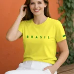 Camiseta Feminina Brasil na Copa 100% Algodão