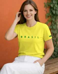 Camiseta Feminina Brasil na Copa 100% Algodão