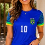Camiseta Feminina Dry Fit Brasil na Copa Proteção UV