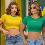 Kit 2 Blusa Cropped Feminina Brazilian Girl Brasil na Copa