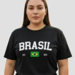 Camiseta Feminina Plus Size Brasil na Copa