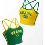 Cropped com Biquíni Brasil Copa do Mundo Tamanho Único
