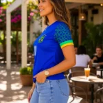 Camiseta Feminina Dry Fit Brasil na Copa Proteção UV