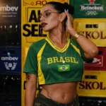 Cropped Feminino Brasil na Copa Estiloso para Torcida