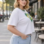 Cropped Oversized Plus Size para Torcer para o Brasil
