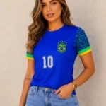 Camiseta Feminina Dry Fit Brasil na Copa Proteção UV