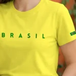 Camiseta Feminina Brasil na Copa 100% Algodão