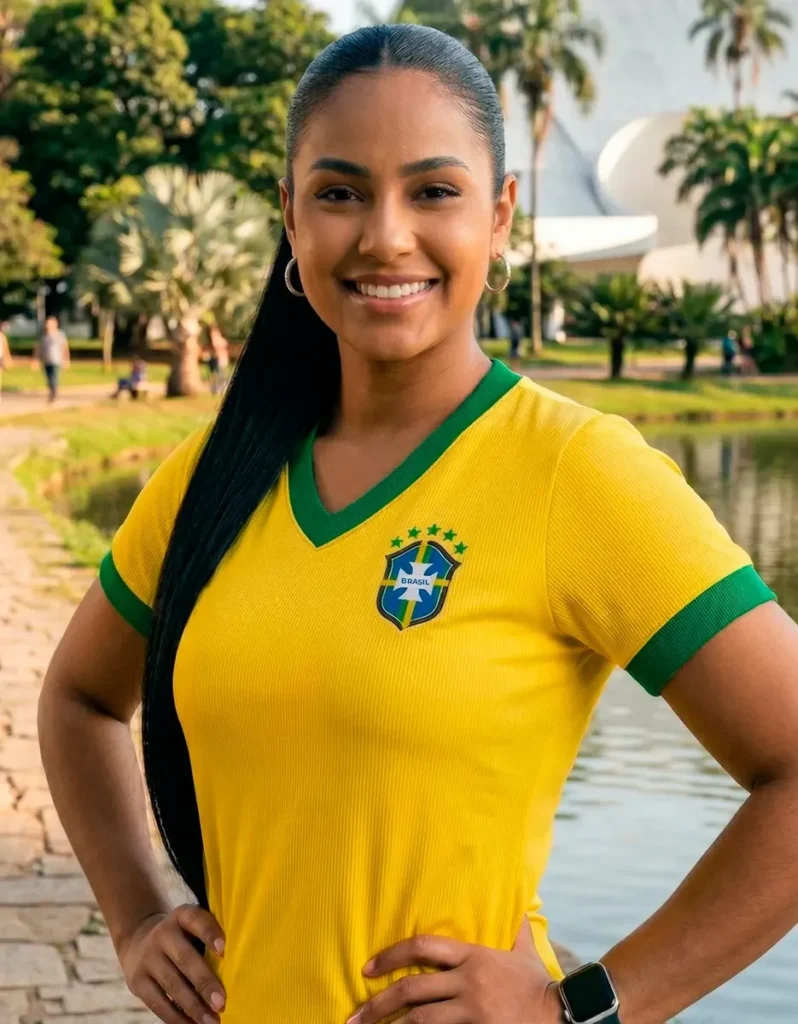 Camiseta Baby Look Feminina Manga Curta Seleção Brasileira