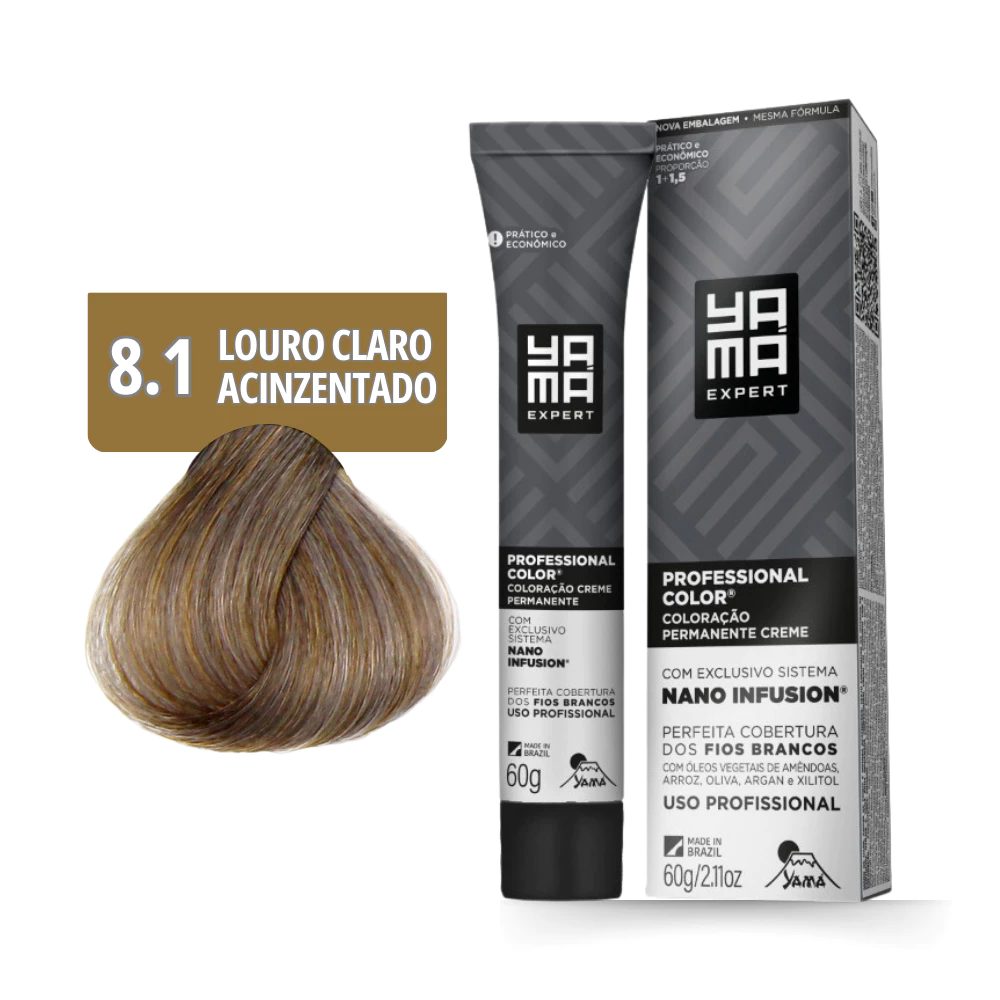 Coloração Yamá Creme Professional Color Nano Infusion Louro Claro Acinzentado