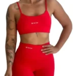 Conjunto Fitness Virginia Top Shorts Meia Coxa Cintura Alta