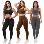 Kit 03 Conjuntos Calça Legging e Top Roupas para Academia