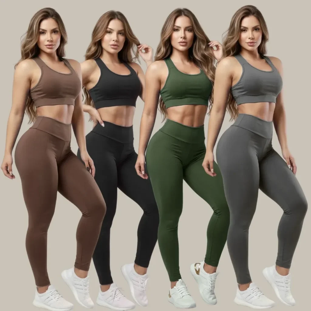 Kit 4 Conjuntos Calça Legging e Top Roupas Femininas