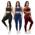 Kit 03 Conjuntos Calça Legging e Top Roupas para Academia